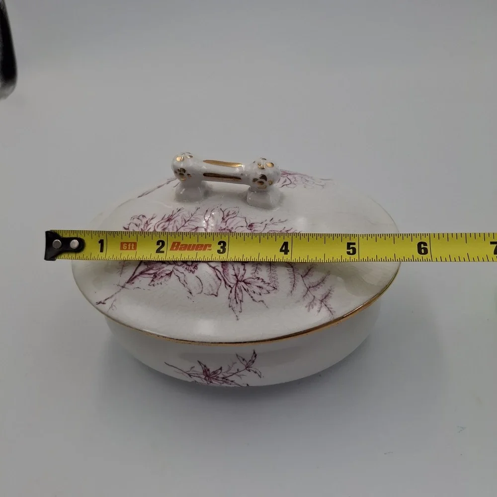 Antique J & E Mayer Stone China Mulberry Transferware Lidded Soap Dish‎ / Vanity